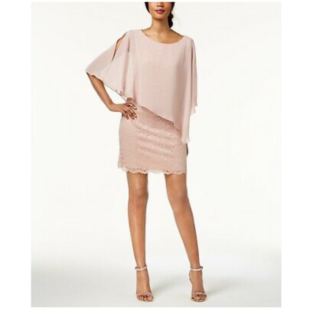 Connected Apparel lace cape overlay dress NWOT